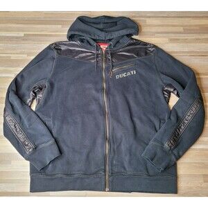 Puma X Ducati Black Zip Hoodie Sweatshirt Motorcycle Superbike Italy Mens XL